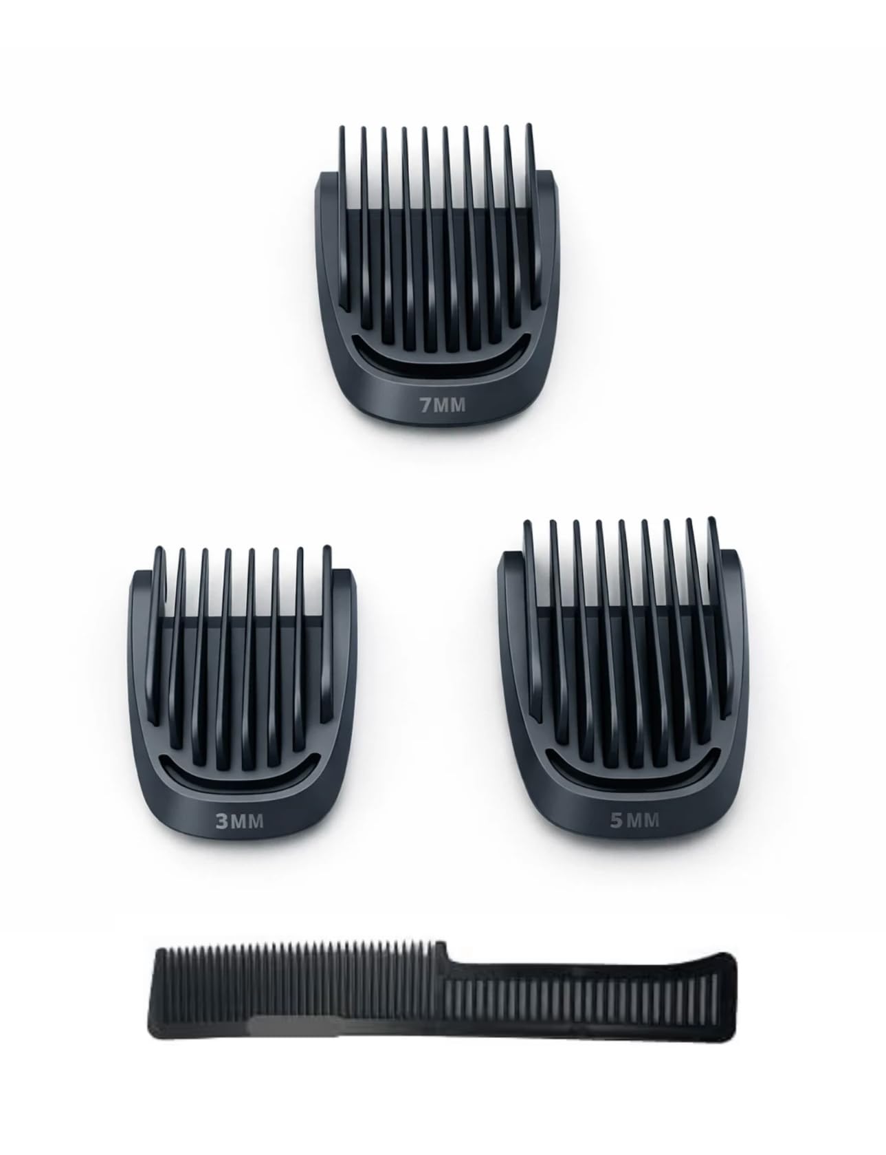 Trimmer front view with guards fitted showing tidy stubble benefit