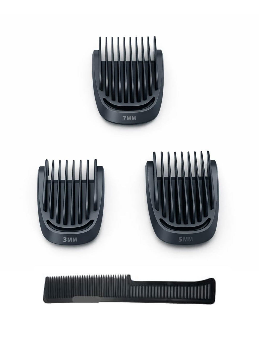 Trimmer front view with guards fitted showing tidy stubble benefit