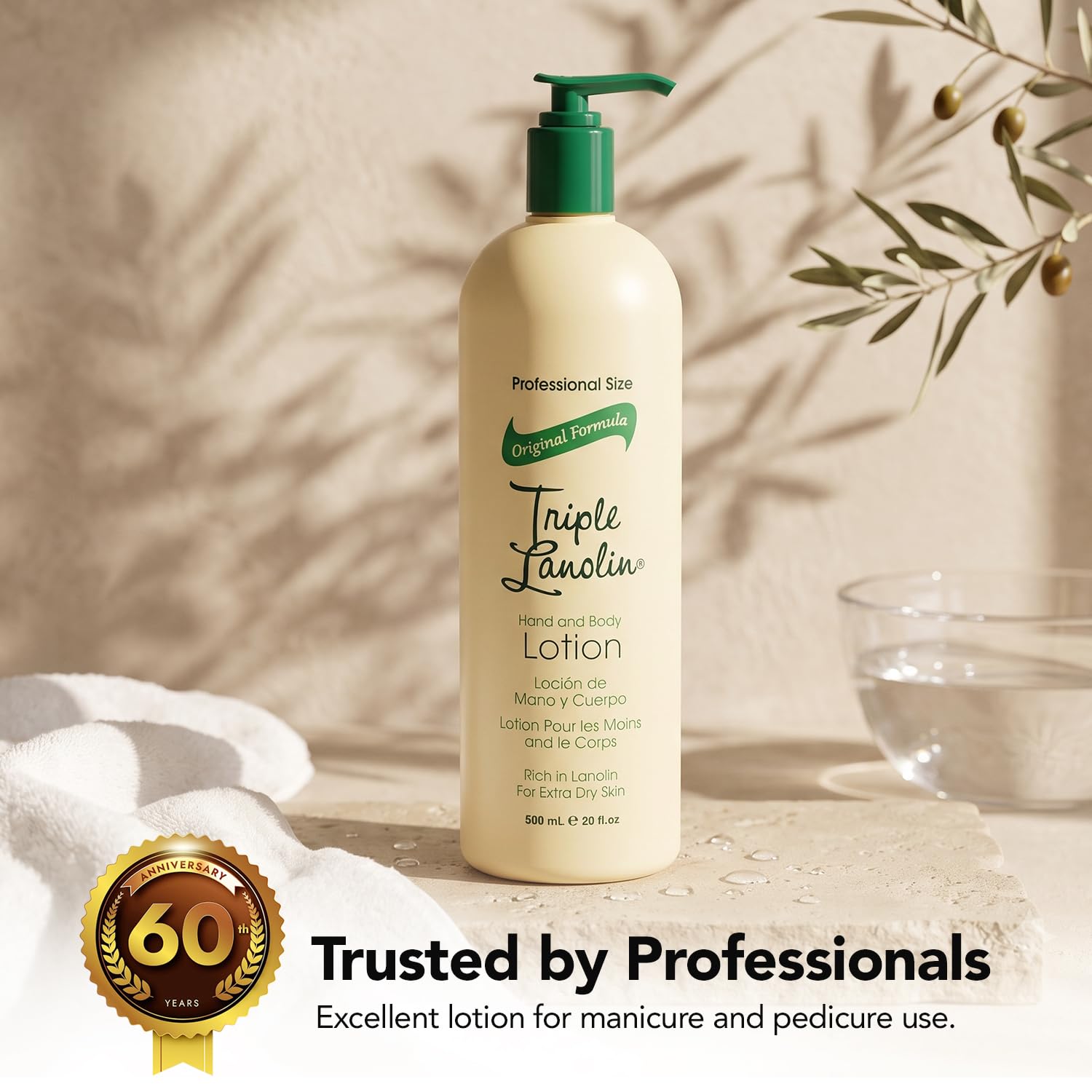 Triple Lanolin label detail emphasizing original formula and salon-grade reliability