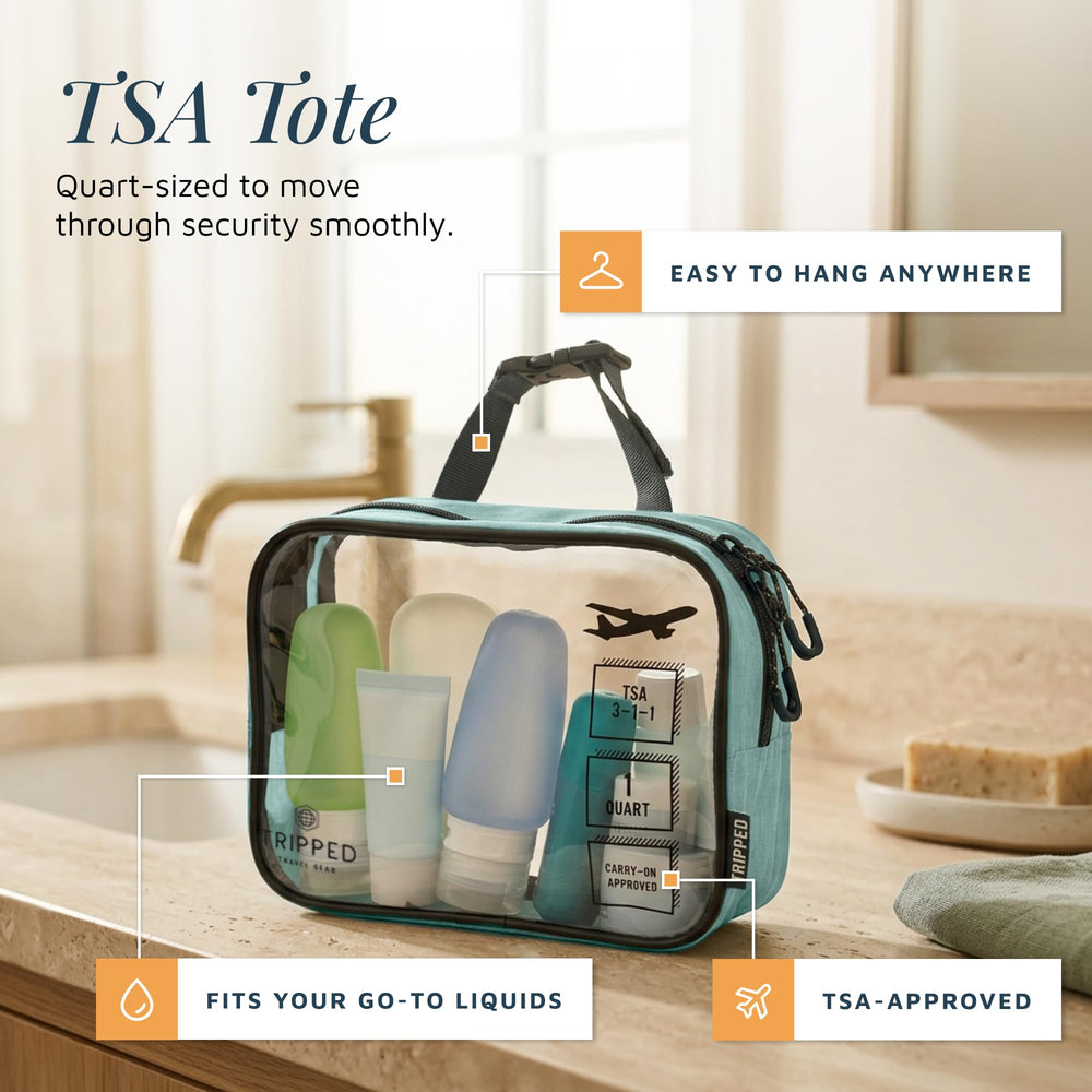 TRIPPED hanging bag unfolded and organized for quick access