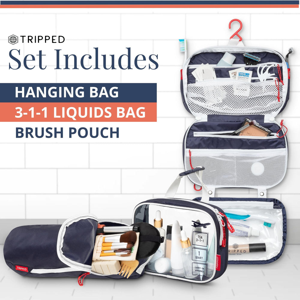 TRIPPED lifestyle packed into suitcase showing travel-ready organization and space-saving benefit