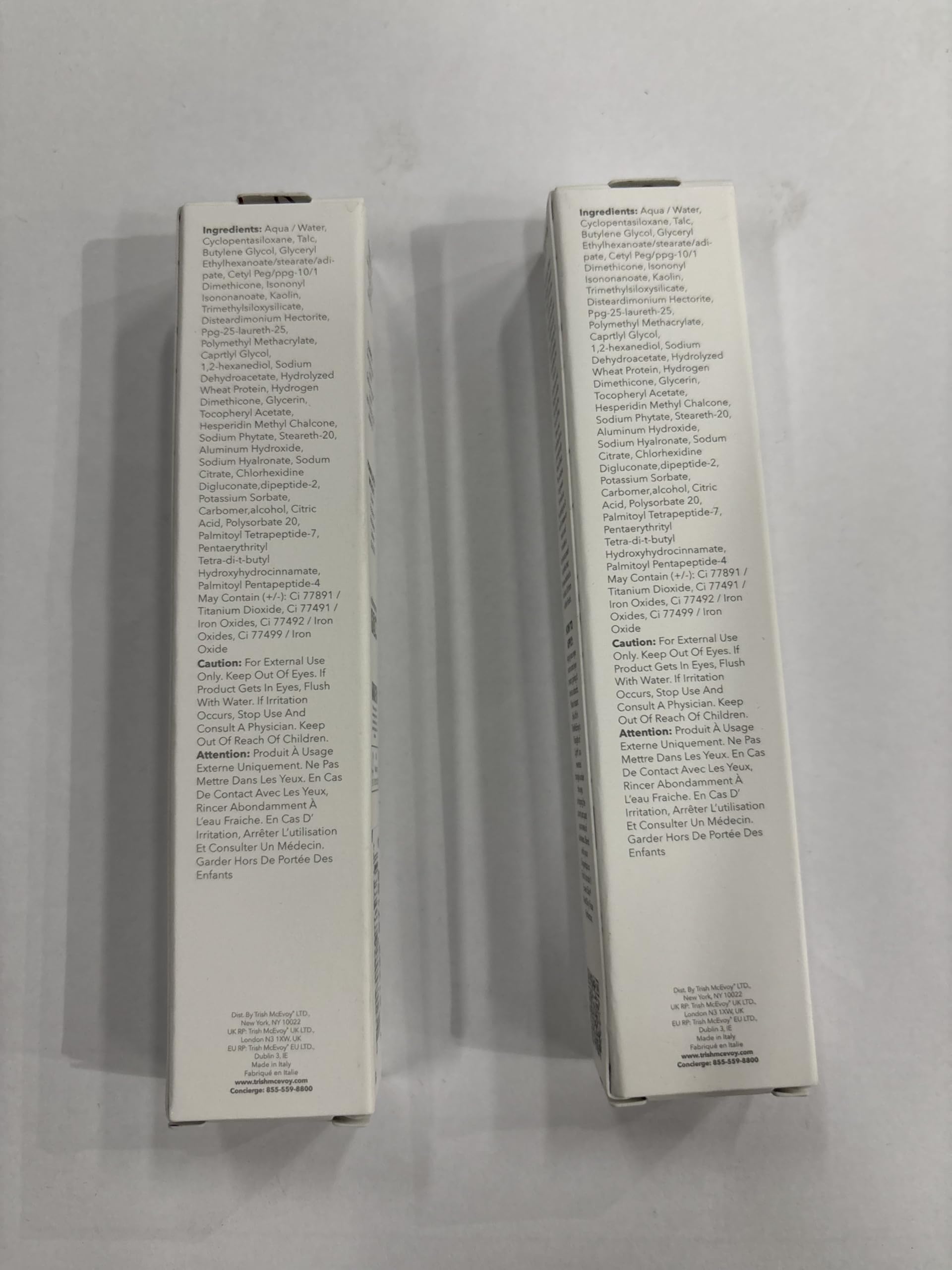 Trish McEvoy Instant Eye Lift label and ingredient panel emphasizing product details and trusted formulation