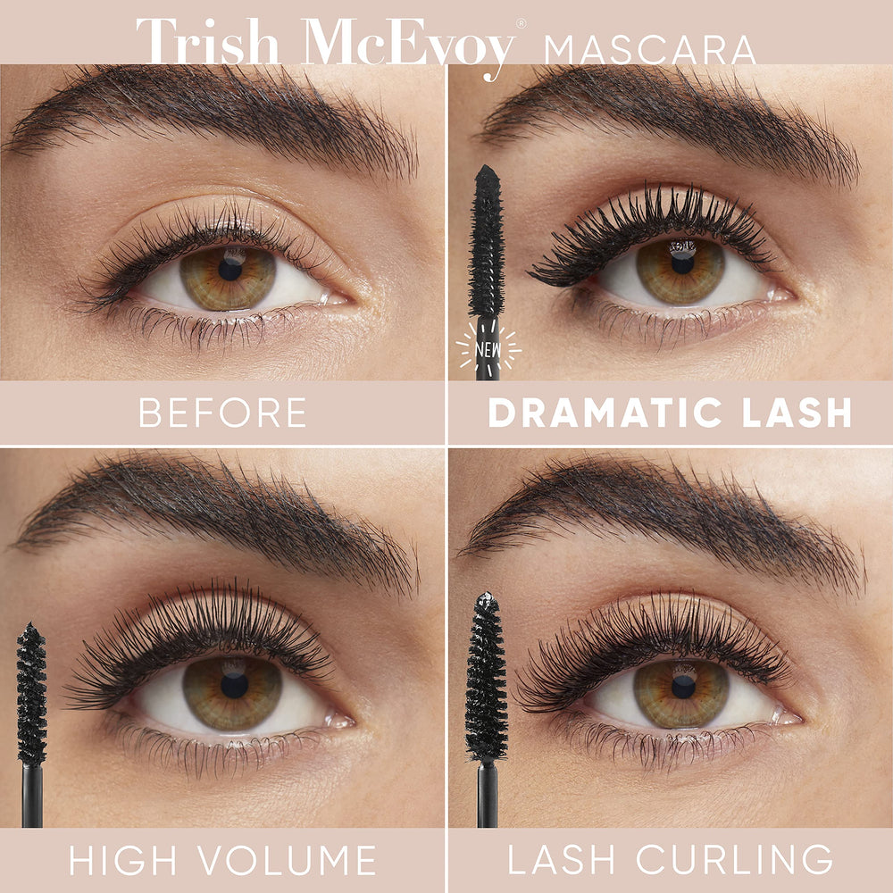 Trish McEvoy lashes before and after demonstrating dramatic volume benefit
