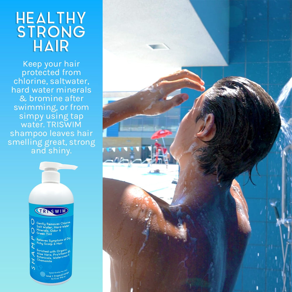 TRISWIM close-up label showing ingredients and benefits for swimmers