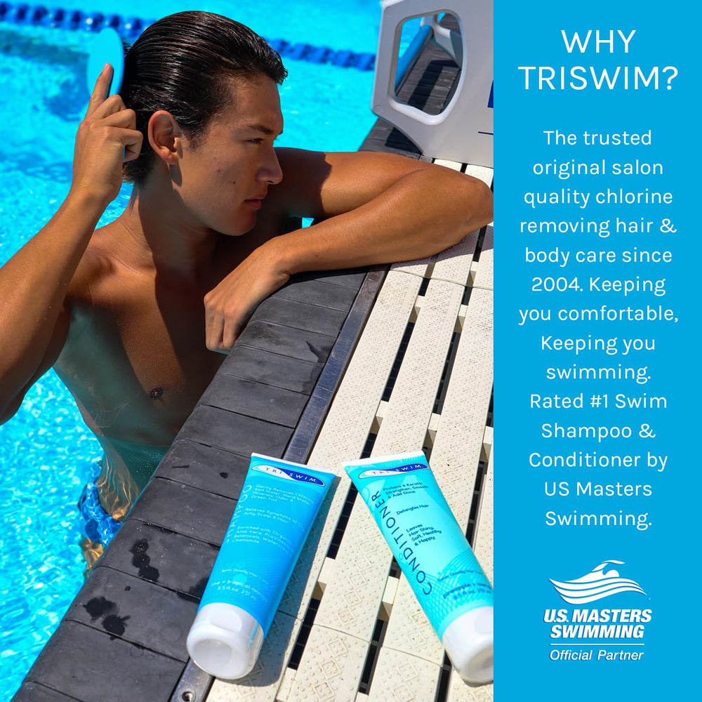 TRISWIM set in mesh gift bag poolside, ideal present for swimmers