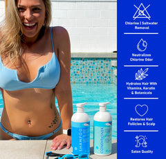TRISWIM before and after hair comparison restoring shine and manageability