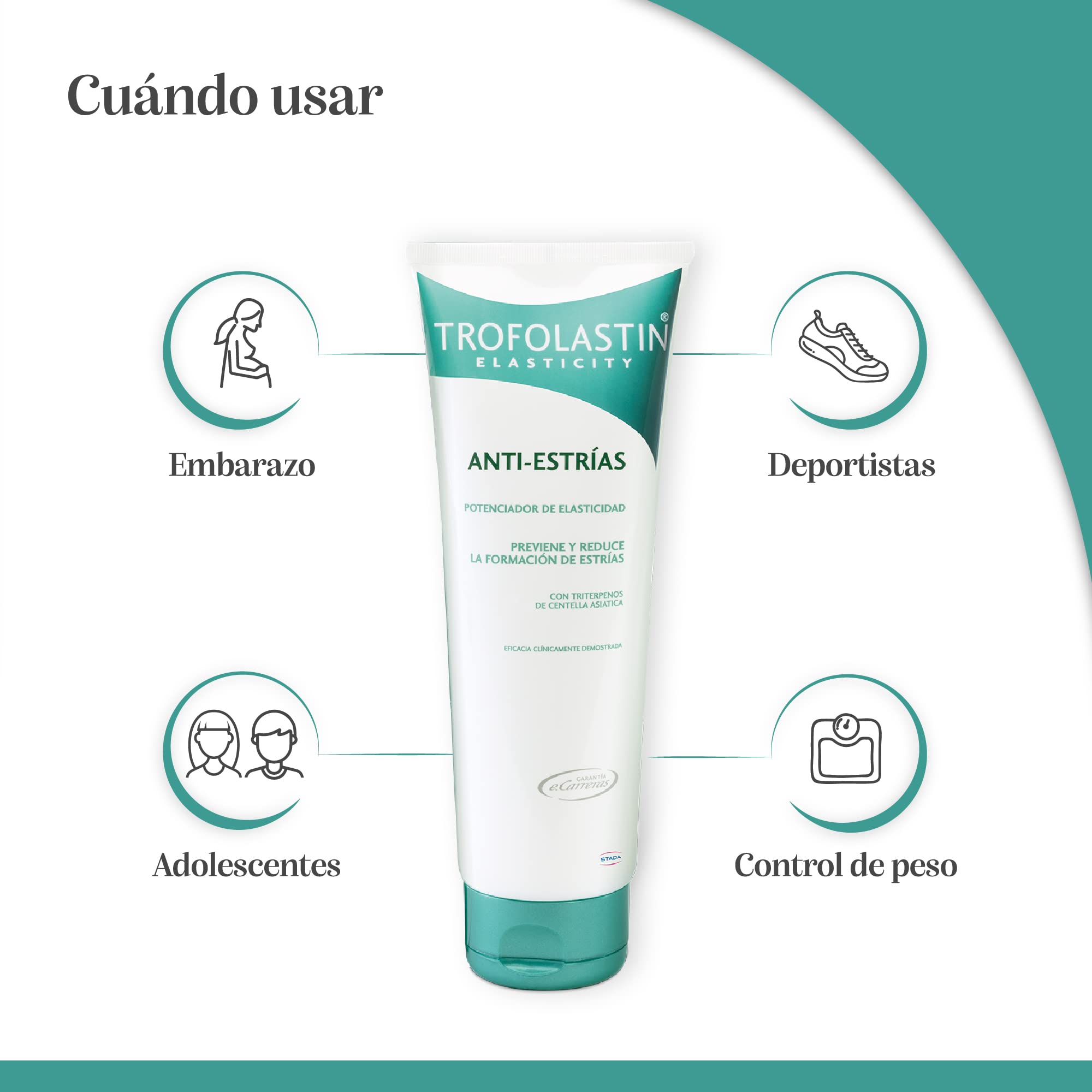 TROFOLASTIN applied to belly to show gentle spread and support