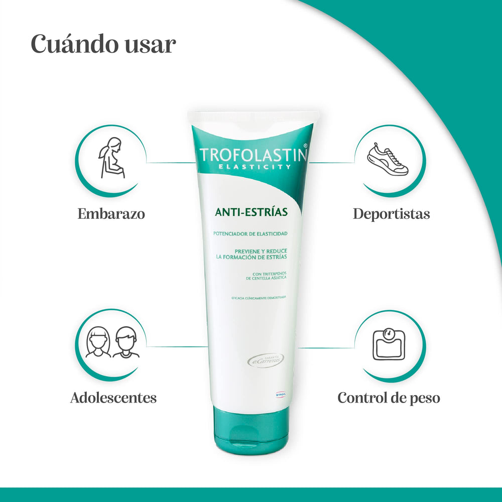 TROFOLASTIN applied to belly to show gentle spread and support