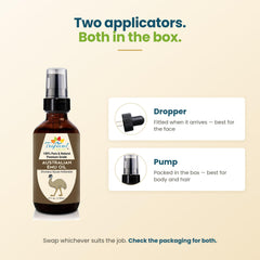 Tropical Holistic label close-up highlighting pure Australian emu oil benefits