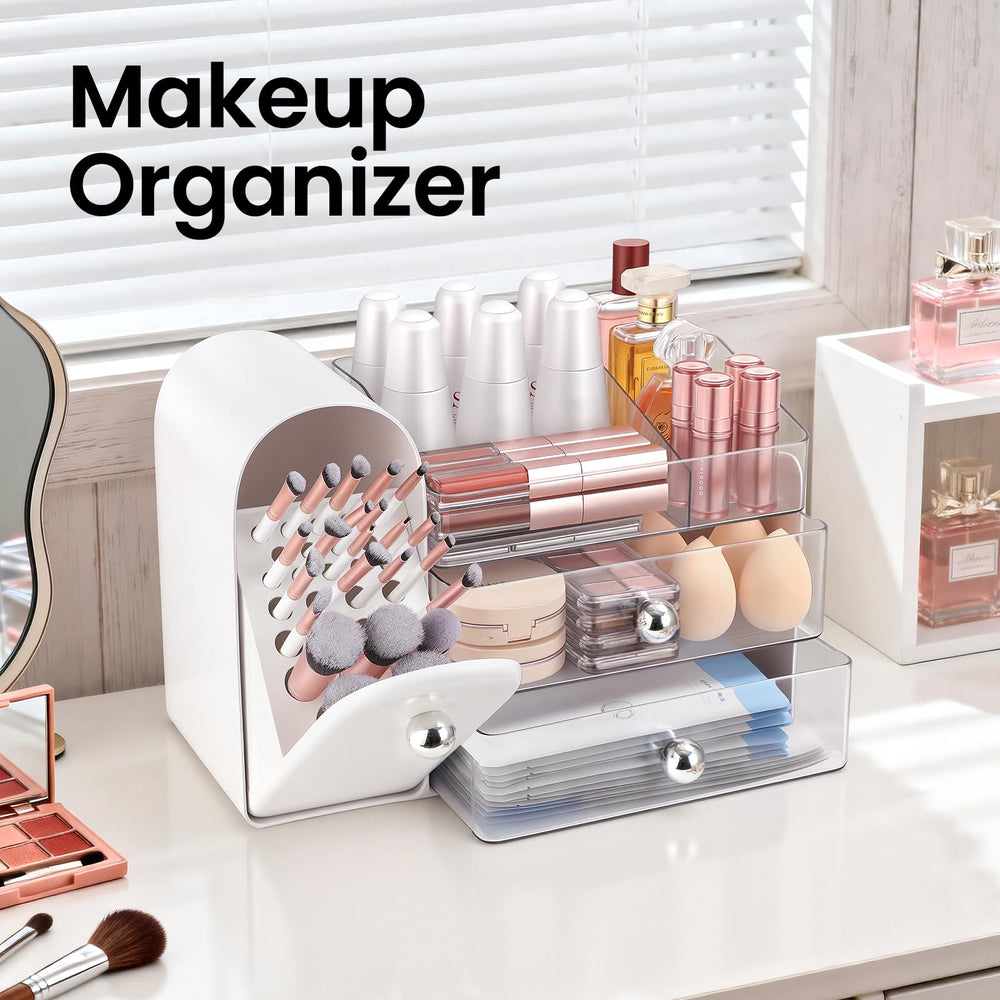 TRQWRO transparent drawers filled with lipsticks and polishes for instant visibility