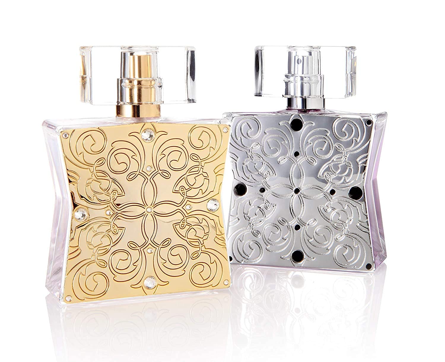 Tru Fragrance Beauty bottle next to hand showing 1.7 fl oz scale and travel convenience