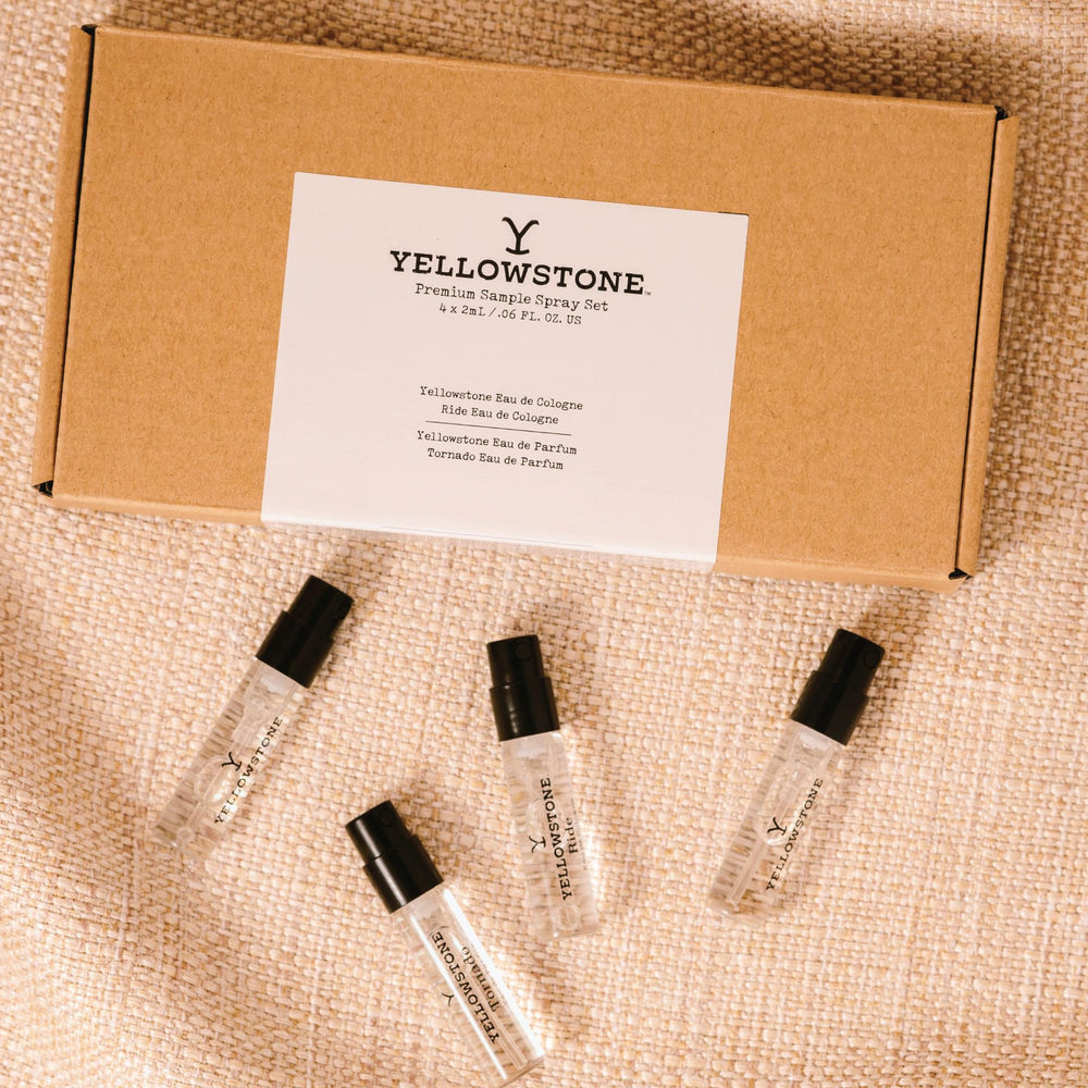 Tru Fragrance Beauty Yellowstone Tornado perfume being sprayed to show sensual, long-lasting projection