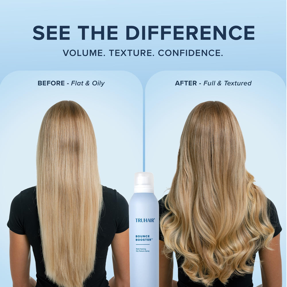 Truhair fine mist texture in air demonstrating lightweight lift