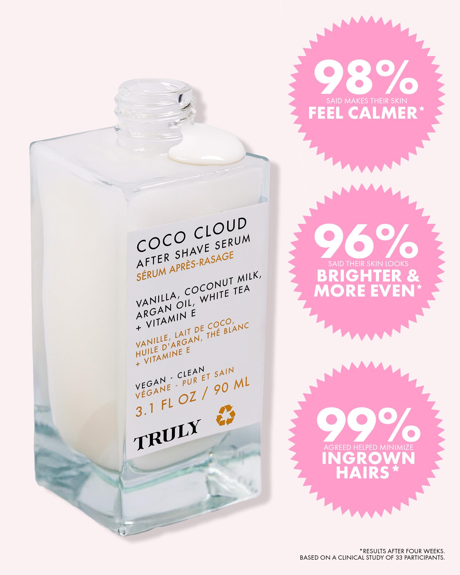 Truly label close-up highlighting ingredient list and product claims