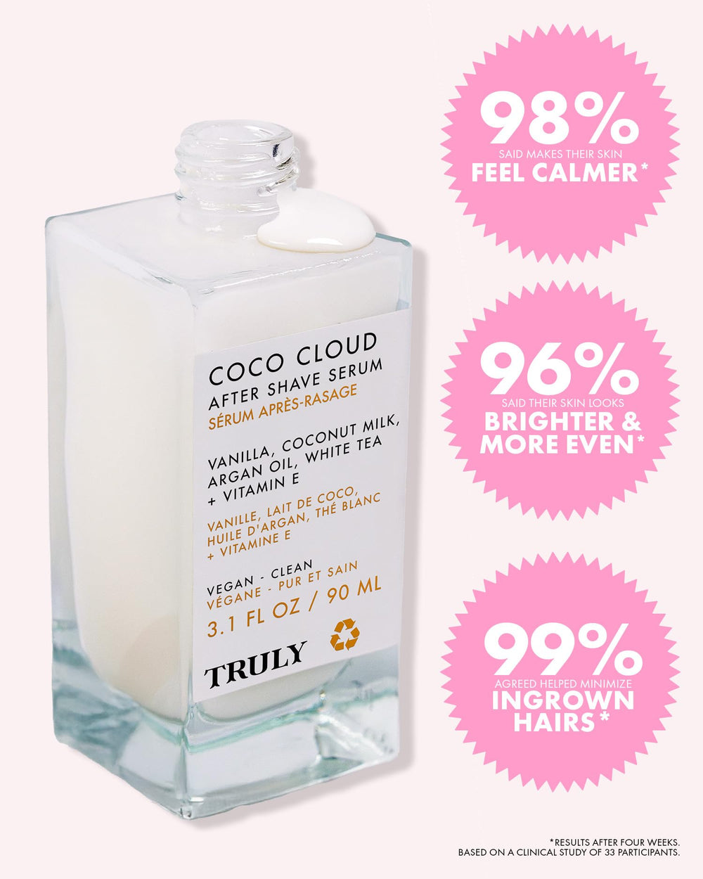 Truly label close-up highlighting ingredient list and product claims
