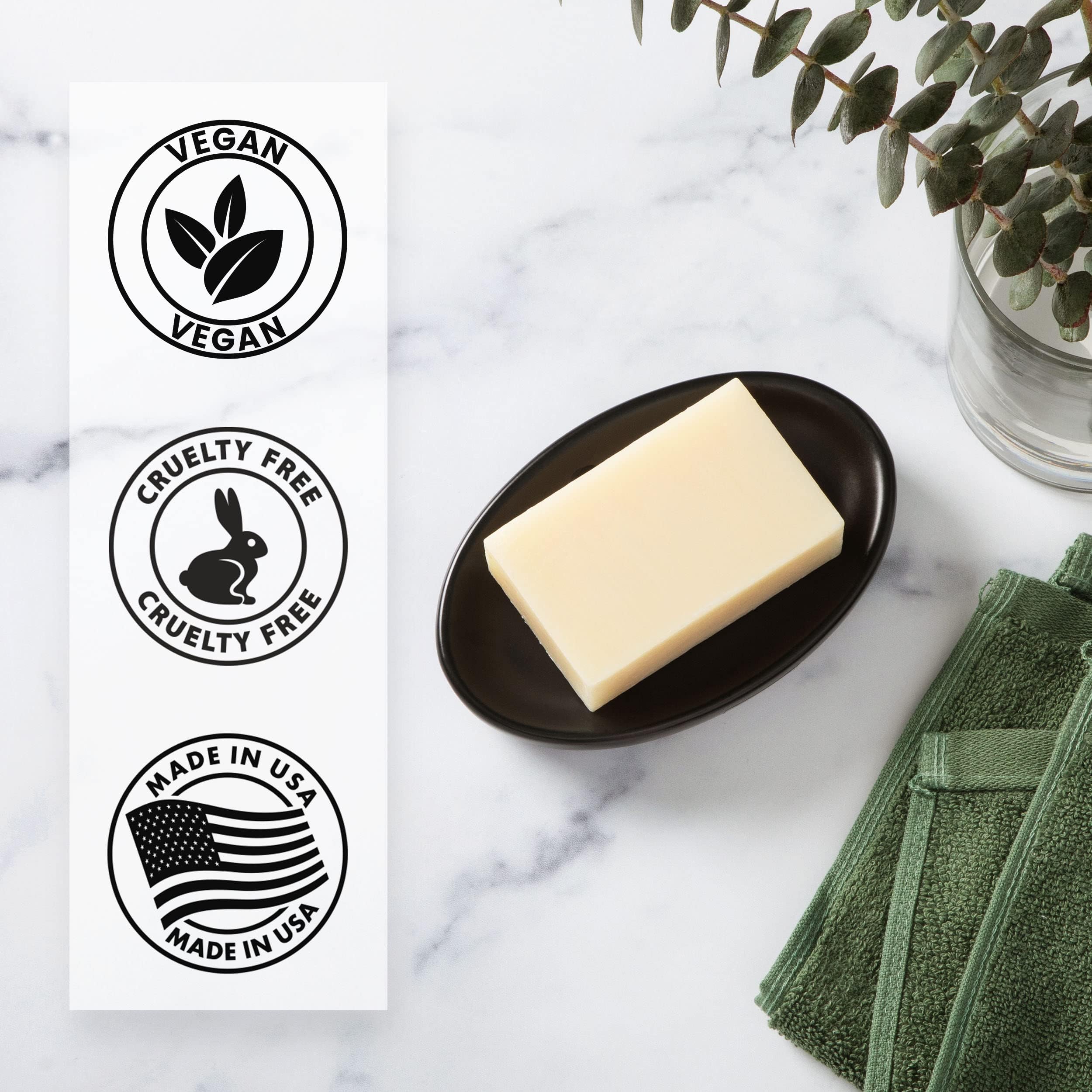 Truremedy Naturals soap held in hand for size comparison with travel-ready benefit