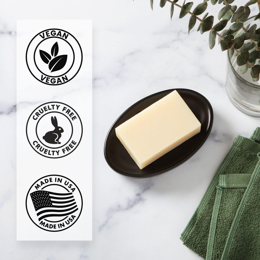 Truremedy Naturals soap held in hand for size comparison with travel-ready benefit
