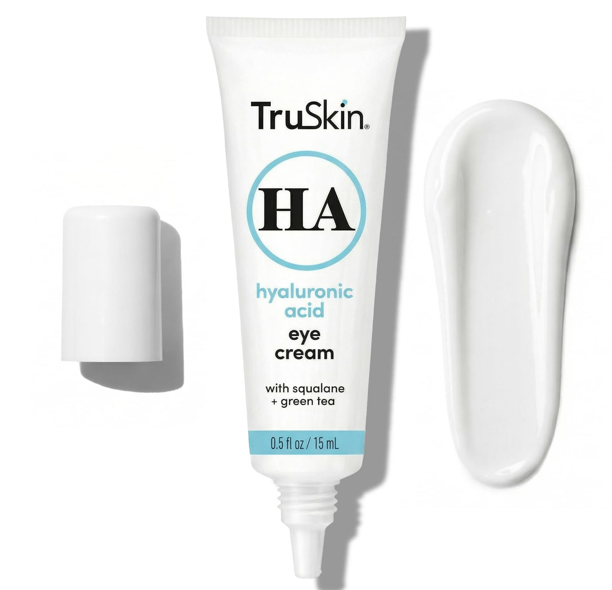 TruSkin eye cream front tube showing label and compact 0.5 fl oz size benefit