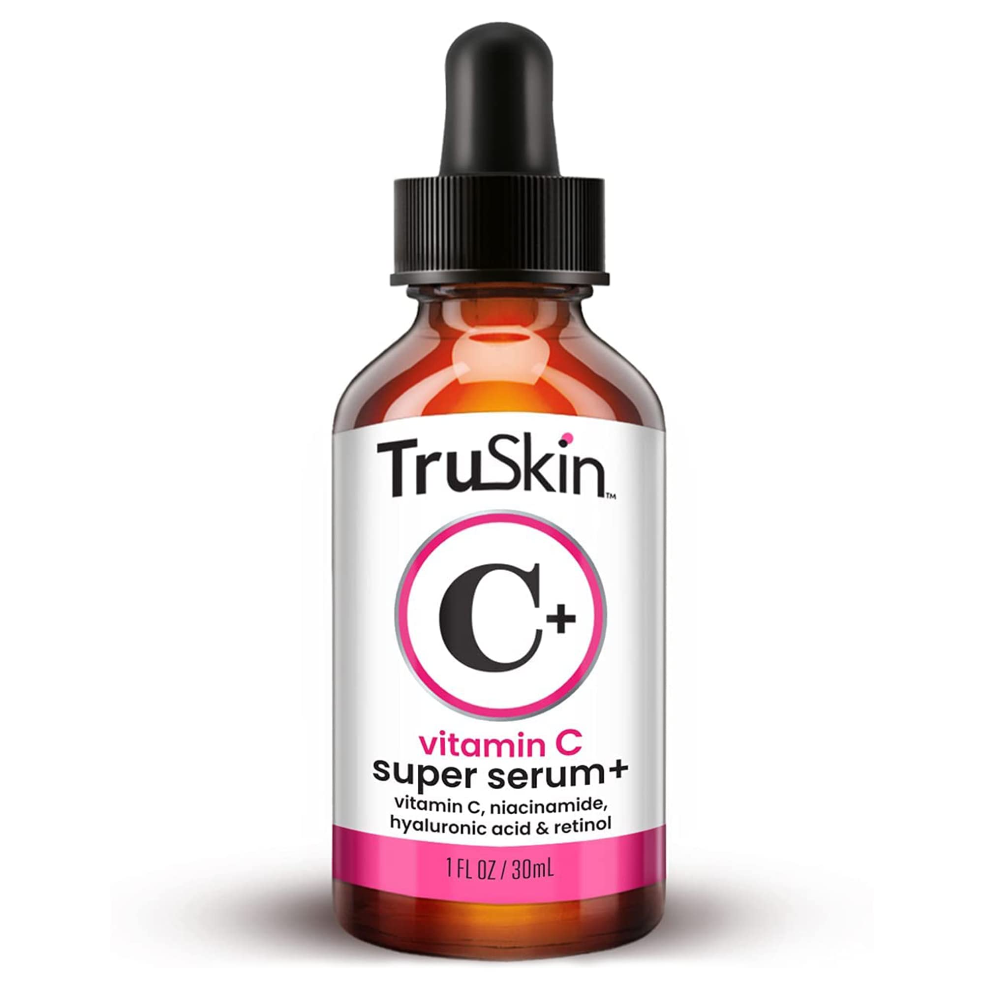 TruSkin serum on bathroom vanity styled for lifestyle appeal and daily use