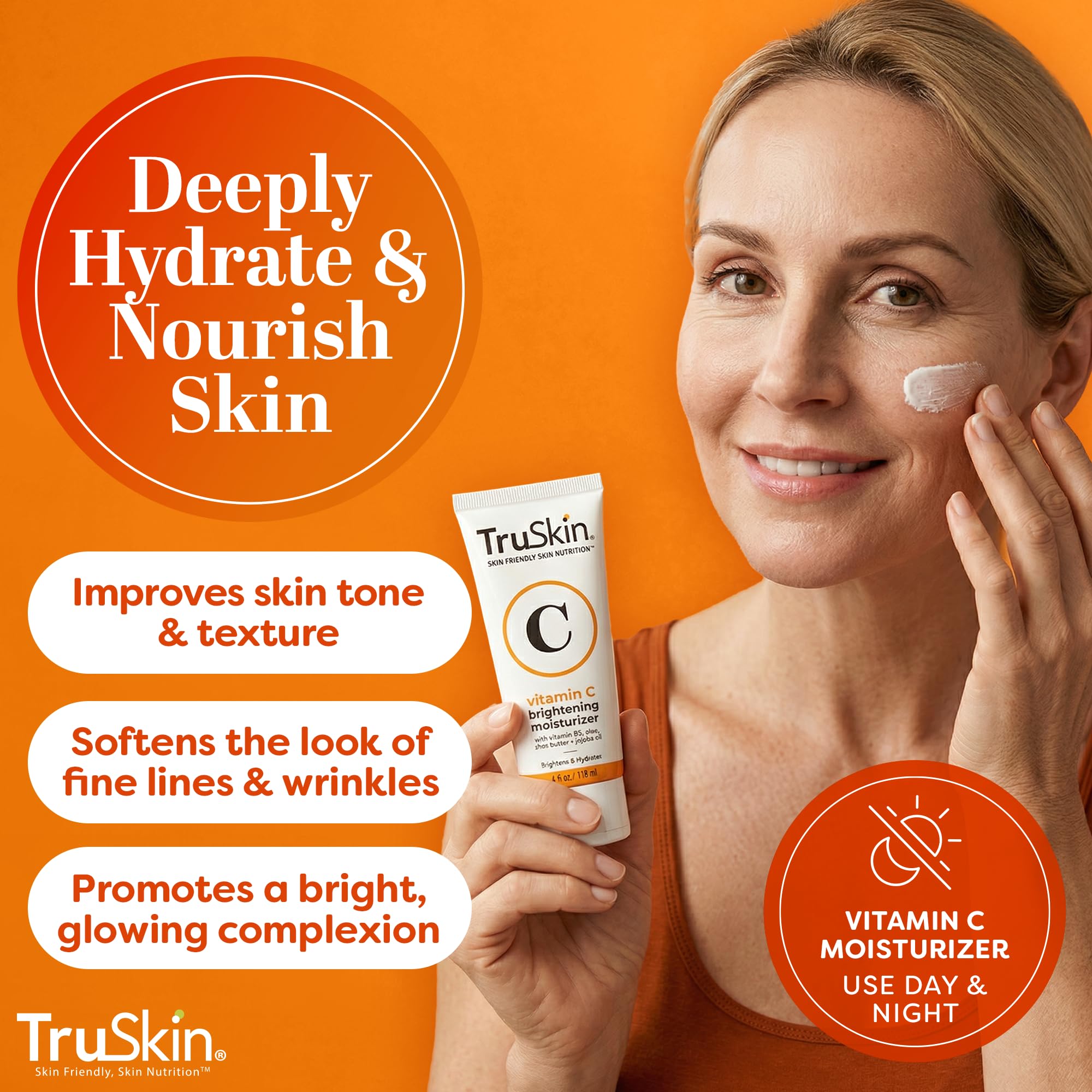TruSkin open jar top view revealing creamy formula for radiant skin