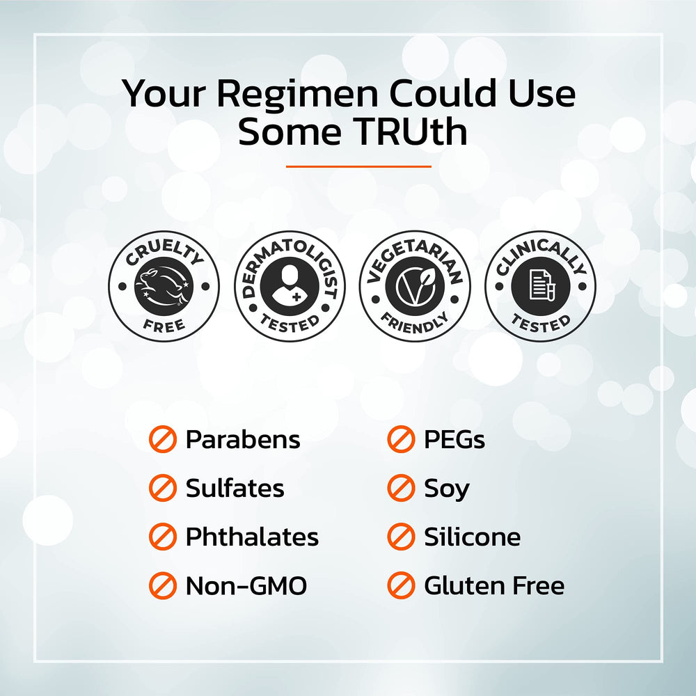TruSkin retinol ingredient label and bottle highlighting key actives and transparency
