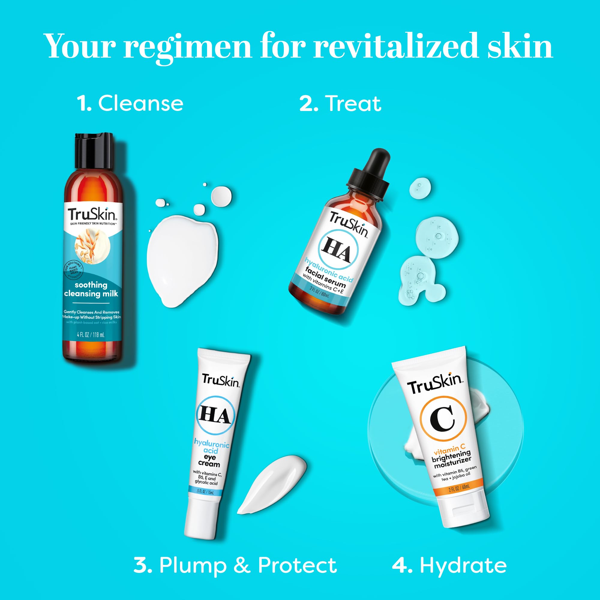TruSkin bottle beside common items to show 1 fl oz size and portability benefit