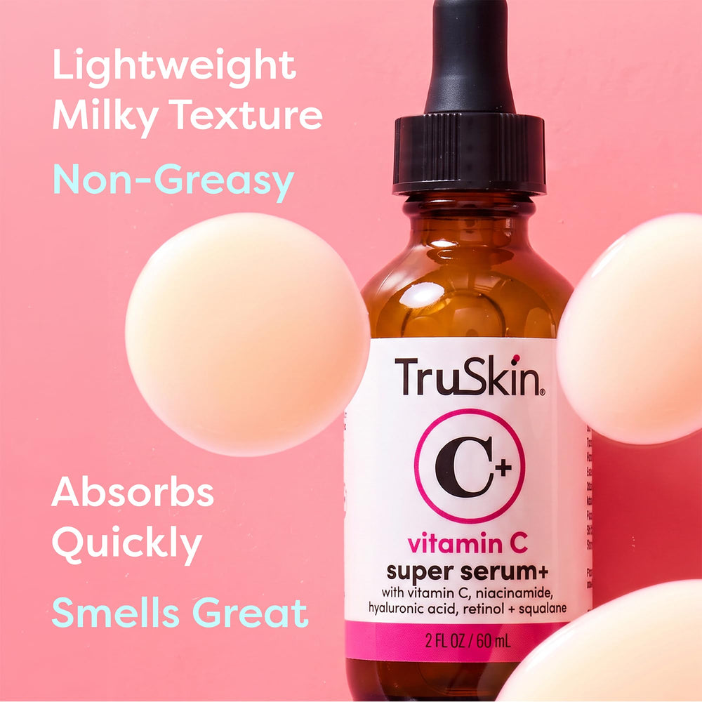 Close-up of TruSkin serum texture demonstrating lightweight, non-greasy feel