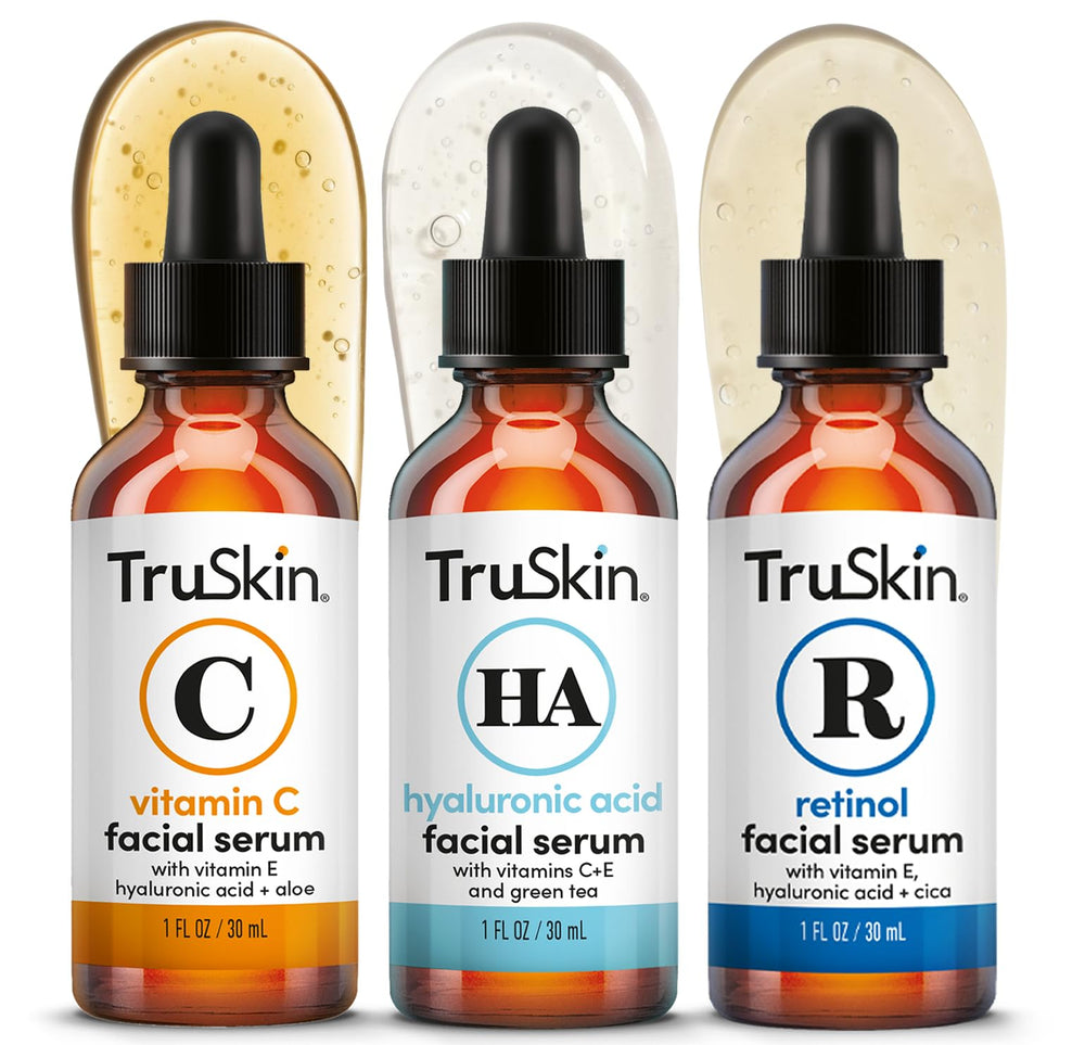 TruSkin serum trio front packaging showing three 1 fl oz bottles for a coordinated routine