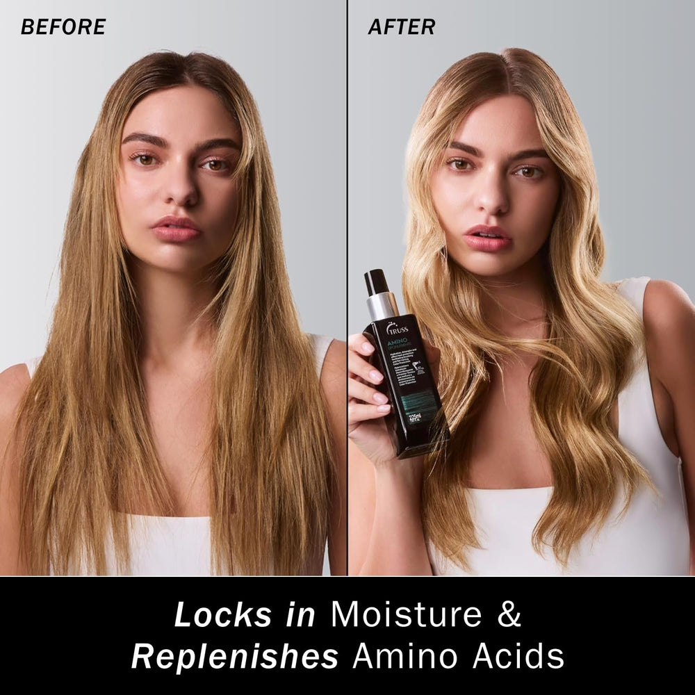 TRUSS texture shot of product misting on hair for lightweight repair