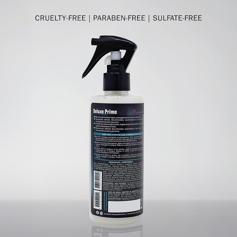 TRUSS Deluxe Prime bottle in hand to show 8.79 oz scale and travel-friendly size