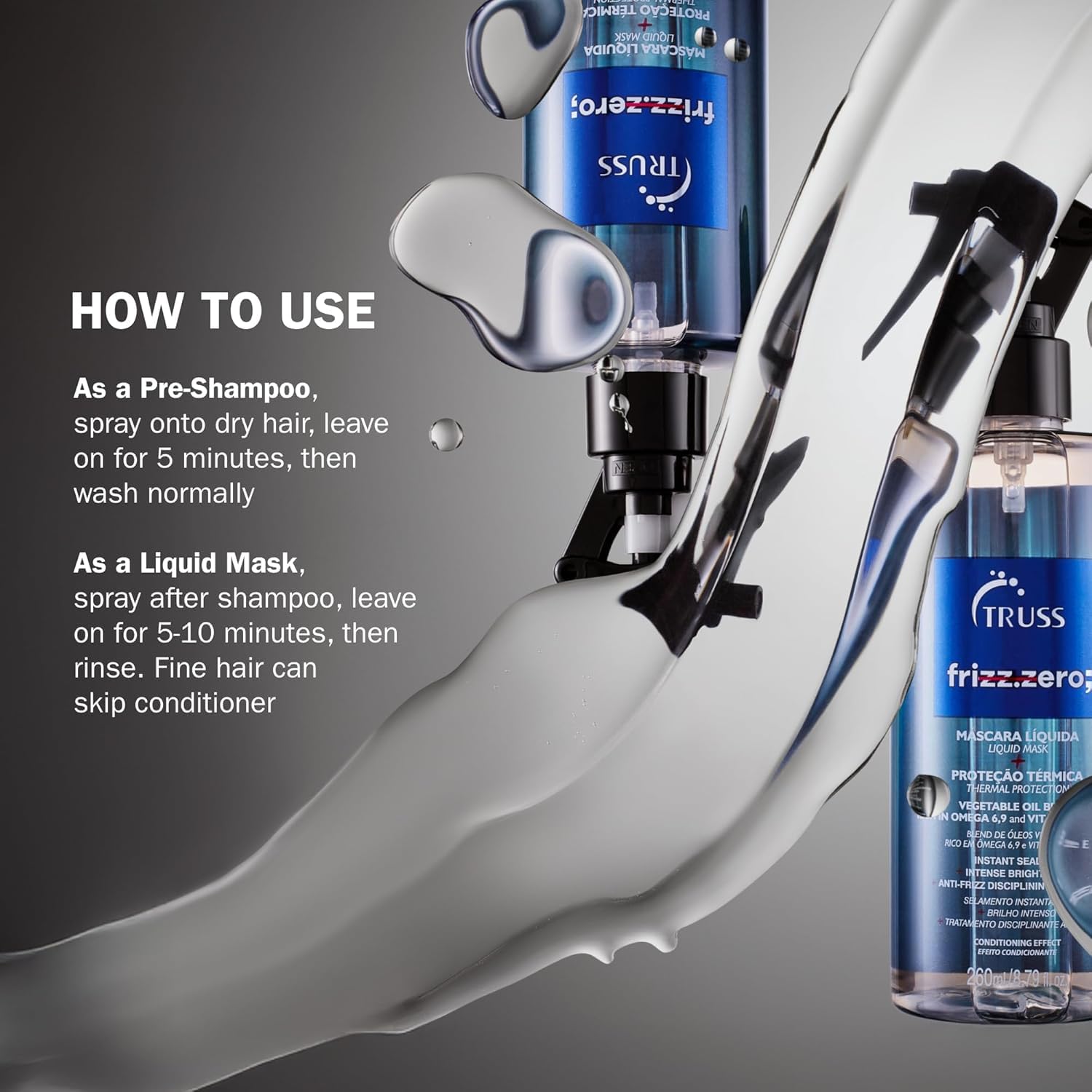 TRUSS application on damp hair demonstrating detangling and smoothness