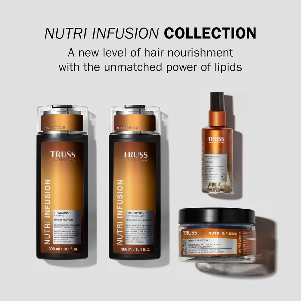 TRUSS before and after hair comparison showcasing smoother, shinier strands benefit