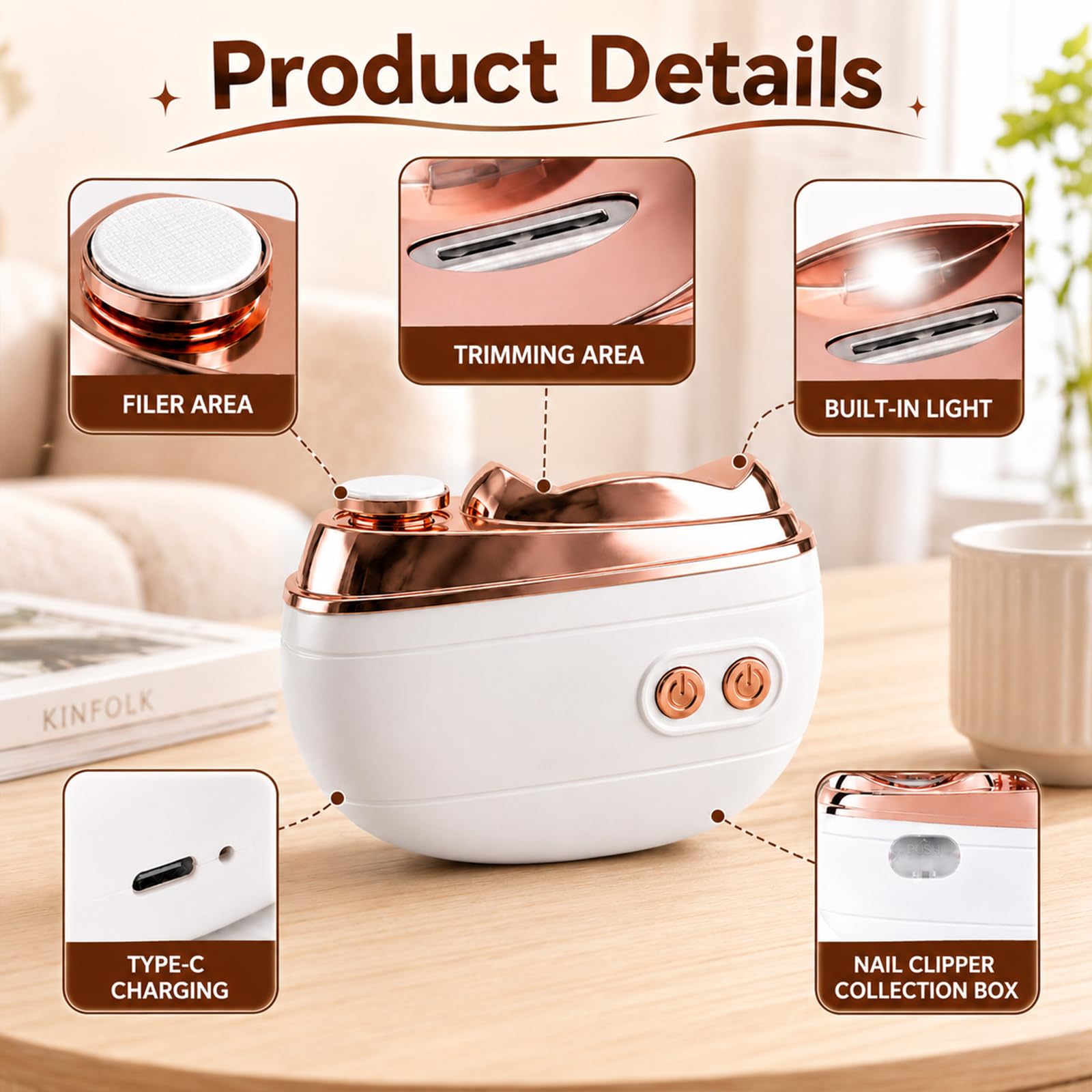 TRWLCFF retail packaging displaying included charger and beige trimmer benefits