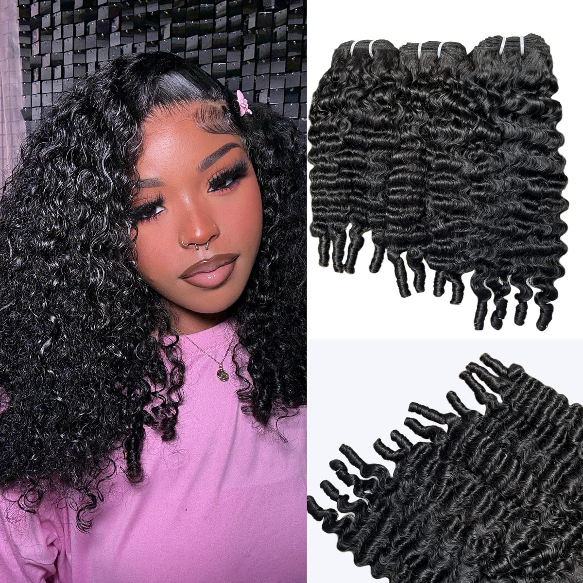 TryRich front packaging showing bundled unprocessed hair, highlights natural luster