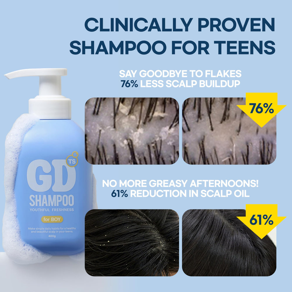 TS SHAMPOO label close-up showing key ingredients and scalp-balancing benefits