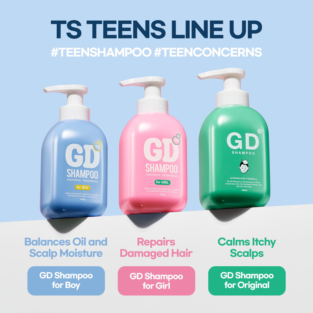 TS SHAMPOO lifestyle shot of teen with styled hair showing fresher, manageable appearance