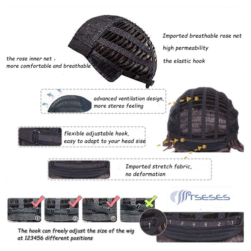 Tseses product package with wig and wig cap included for ready-to-wear convenience