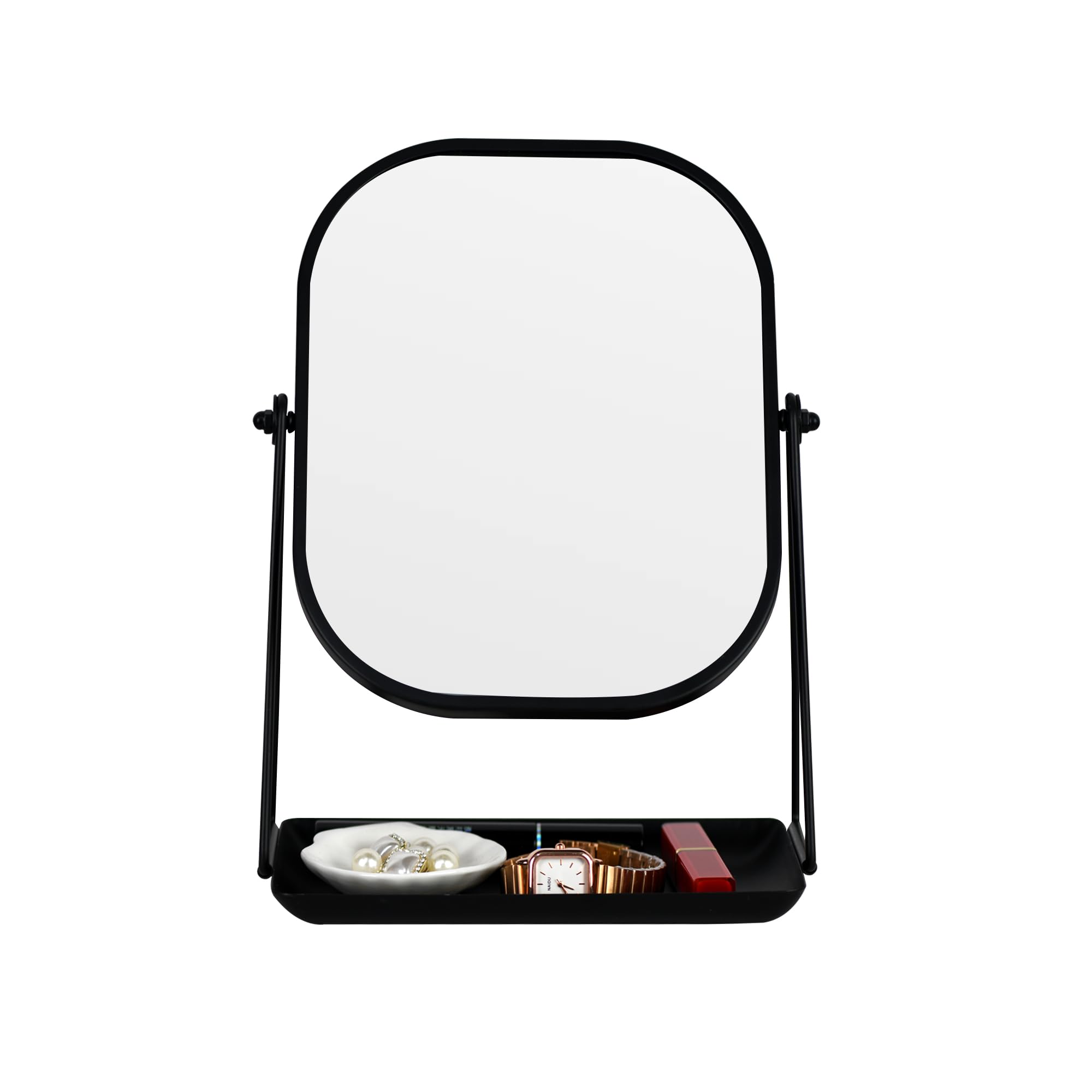 Tstarer front view black vanity mirror showing clean reflection and stability
