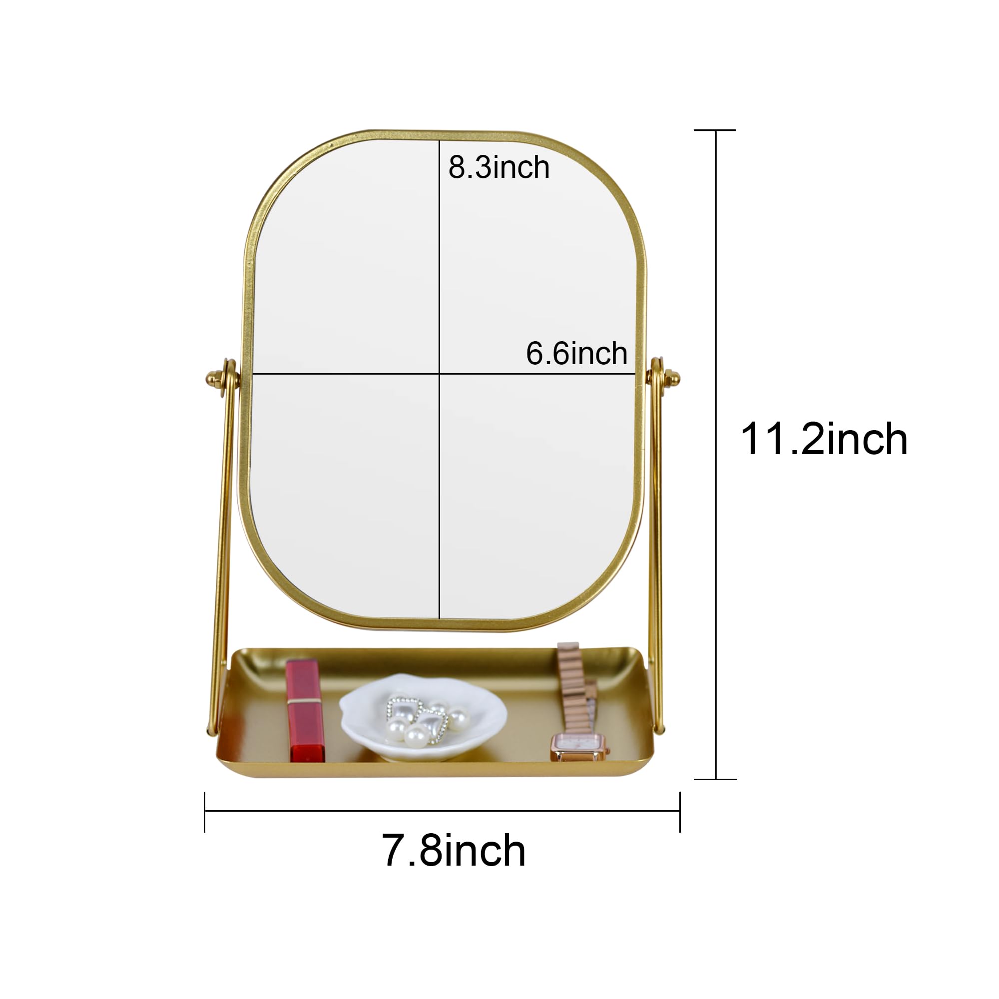 Tstarer metal mirror angled to show smooth 360-degree rotation benefit