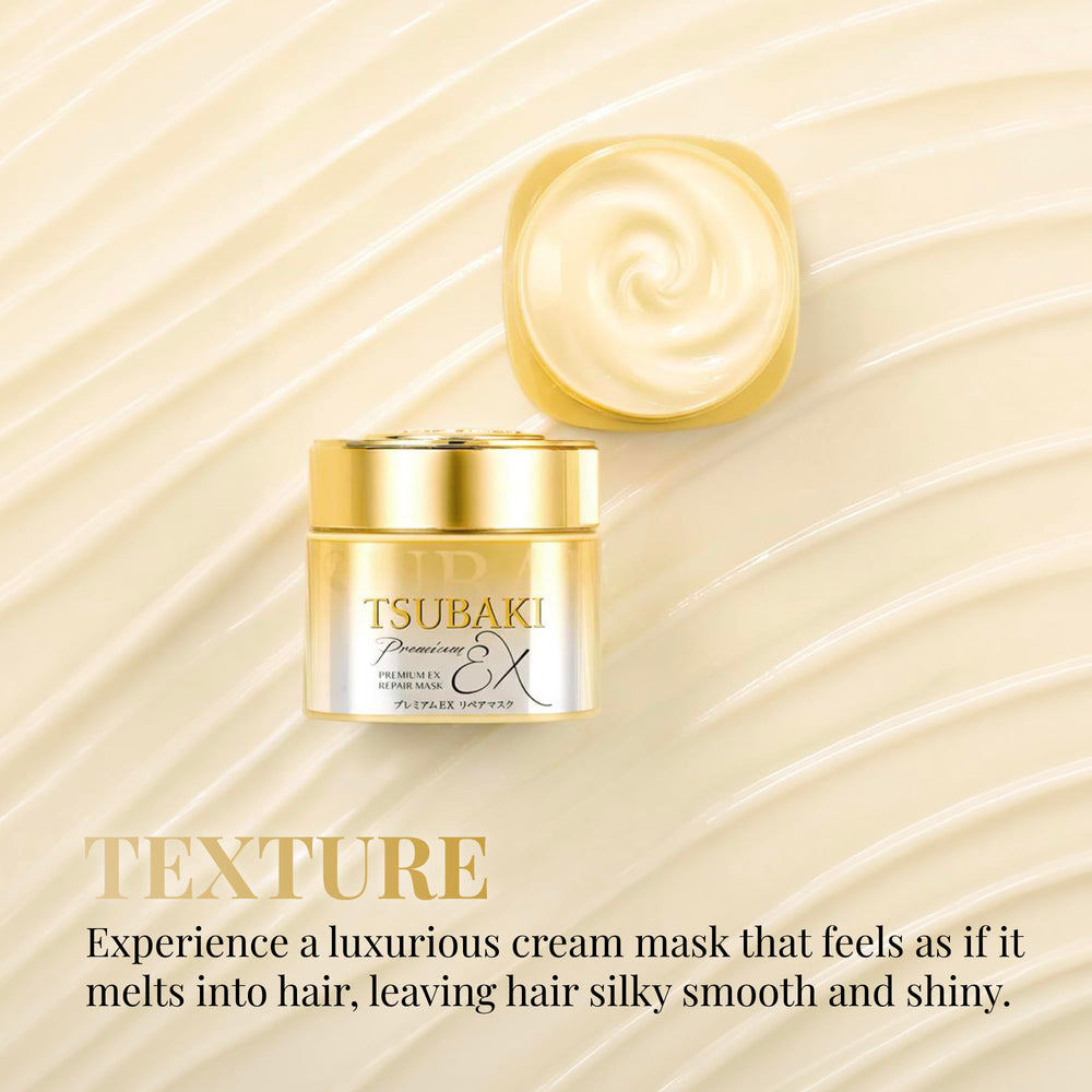 Tsubaki mask in a bathroom routine for quick conditioning