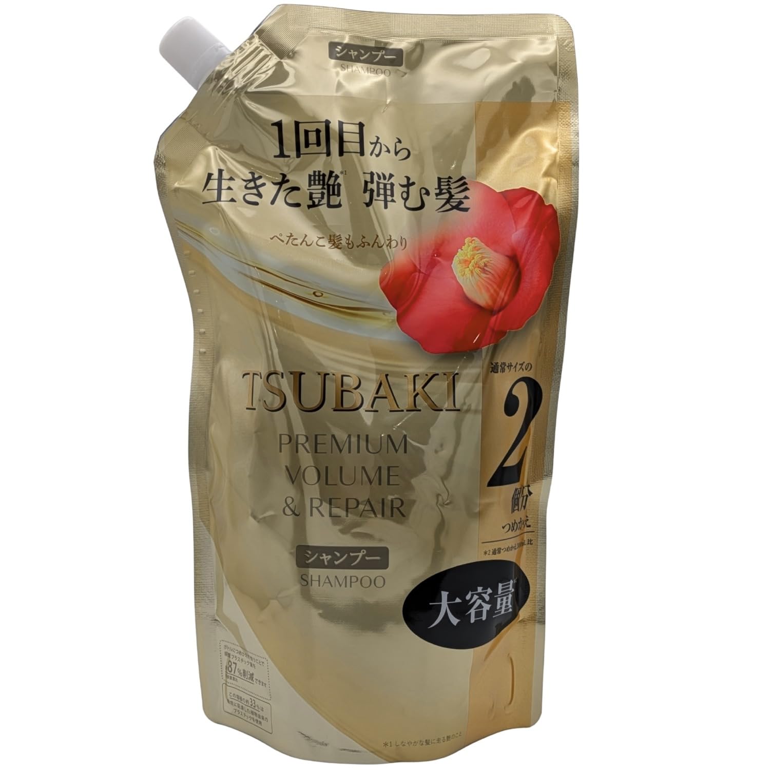 ファイントゥデイ TSUBAKI refill pouch front view showing volume and eco benefit