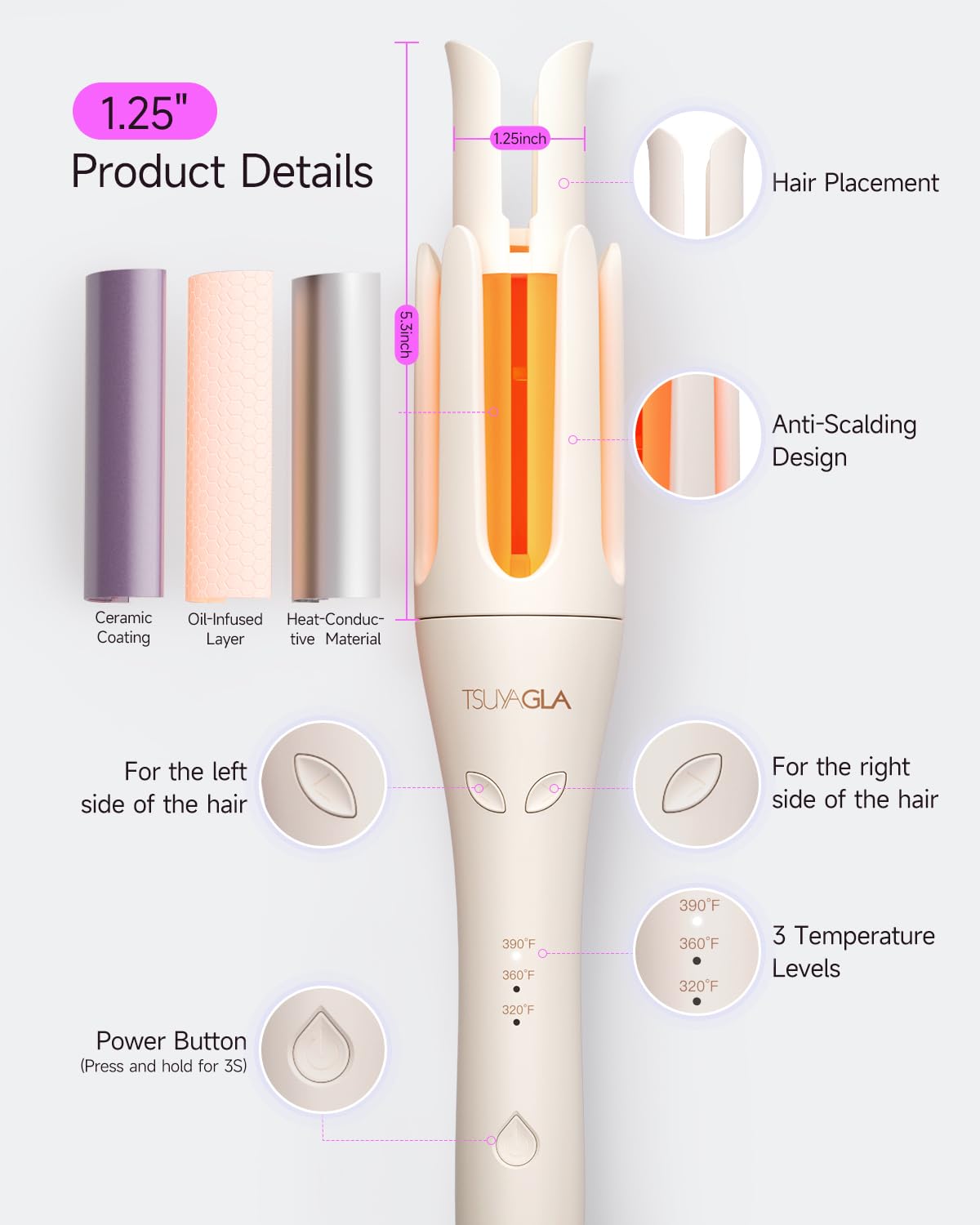 TSUYAGLA 360° swivel cord and plug for tangle-free travel benefit