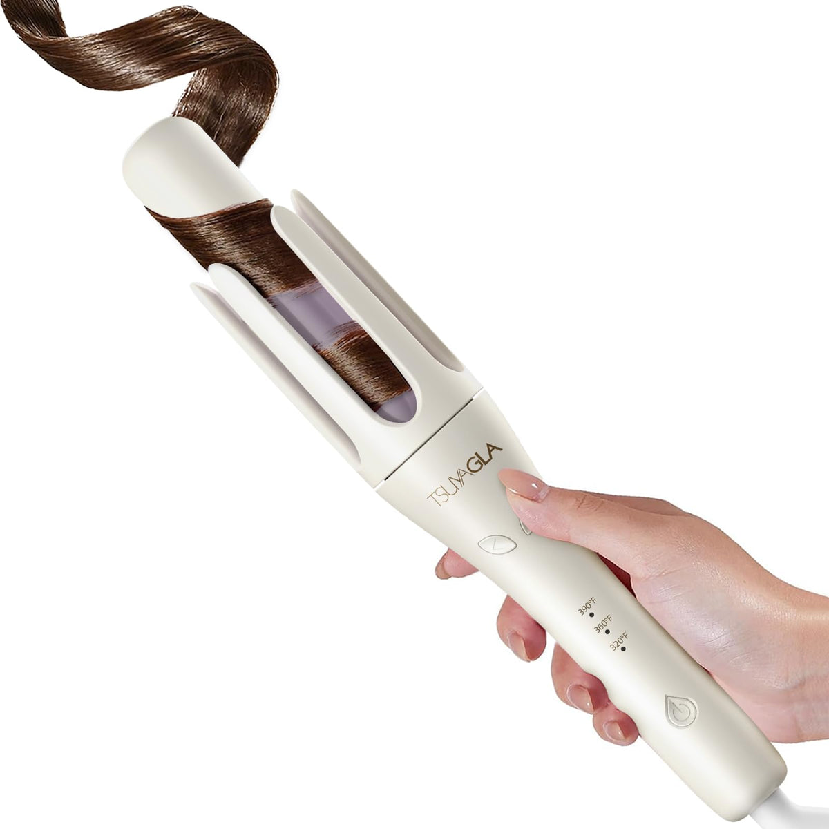 TSUYAGLA front view of automatic curling iron, fast styling benefit