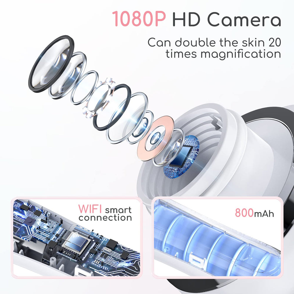 TTozka camera and LED close-up showing lens and lights for clearer skin view