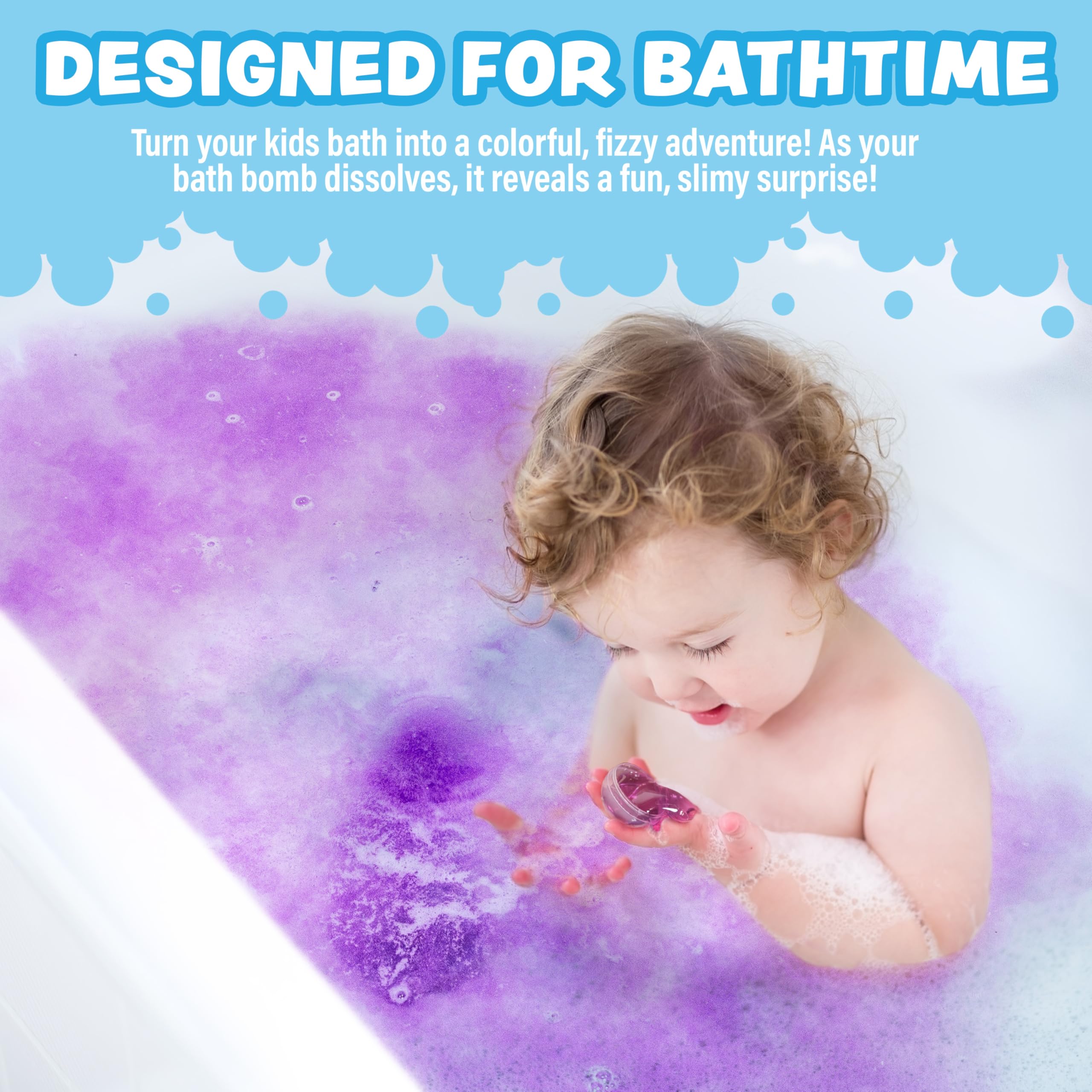 Tub Works bath bomb fizzing and coloring tub water, providing an engaging sensory experience for kids.