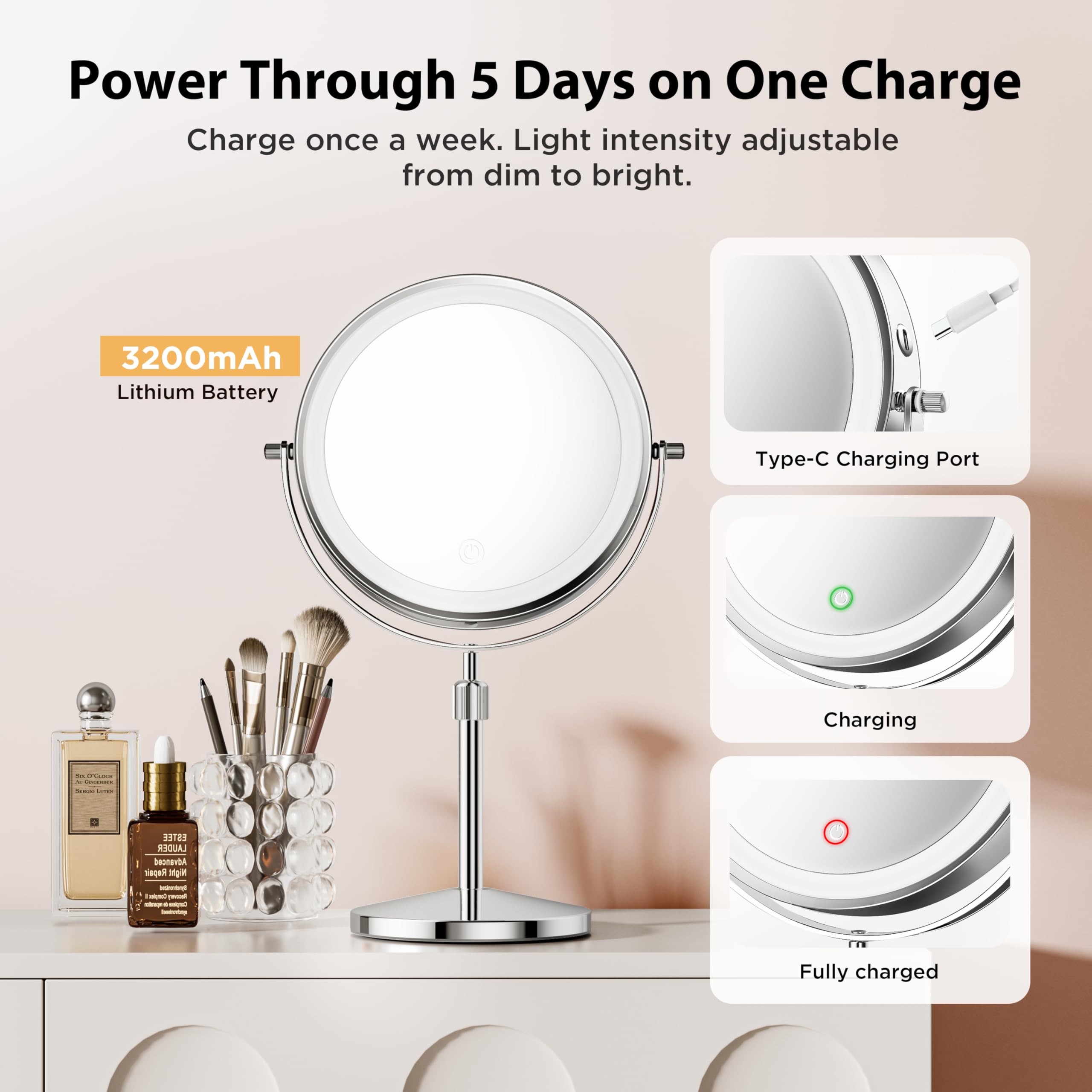 tubbede Type-C charging port with cable showing fast recharge benefit
