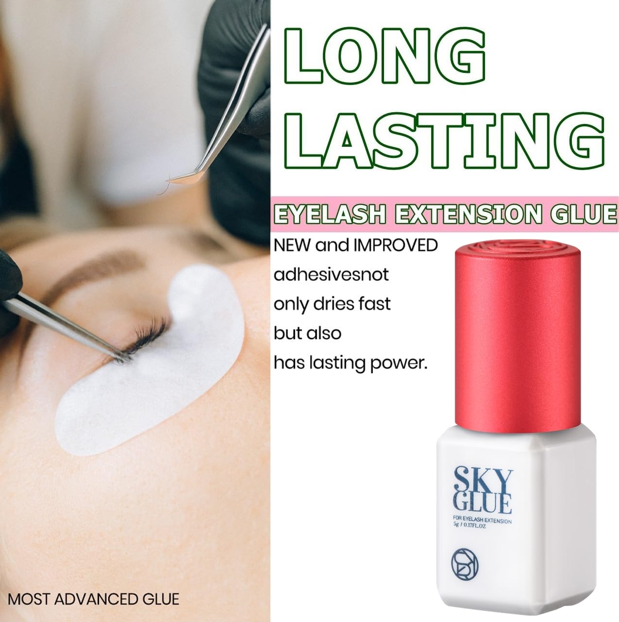 TUBeauty Sky Glue S+ label close-up showing ITQA approval and safety