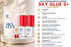 TUBeauty Sky Glue S+ adhesive texture close-up highlighting quick tack