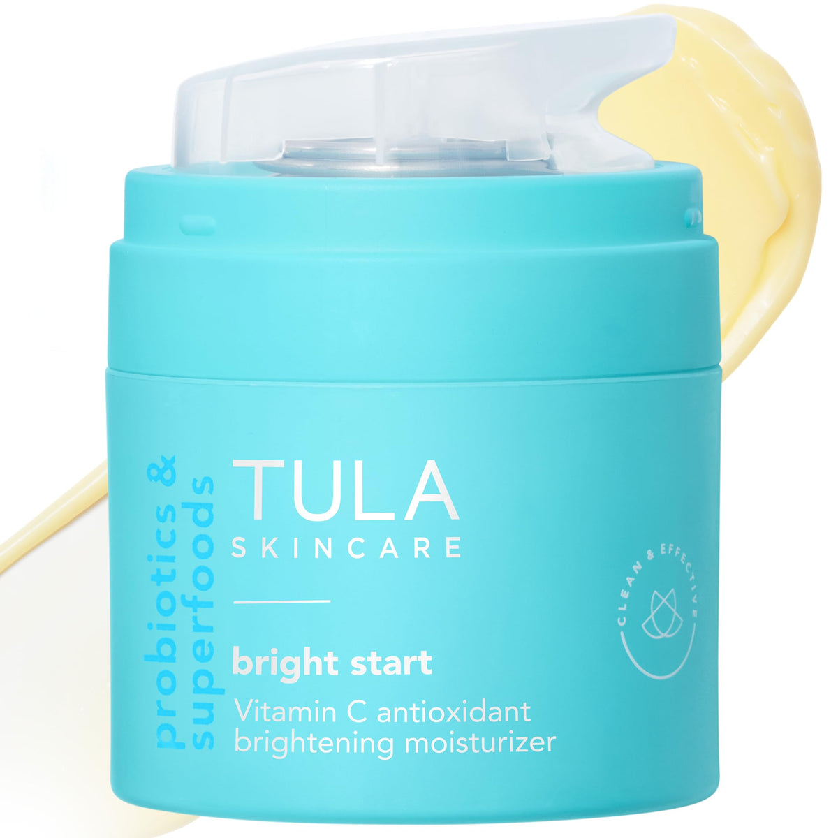 TULA Bright Start front packaging showing jar and label and clear benefit of hydration