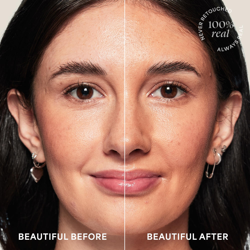 TULA before and after skin comparison showing evened tone and subtle bronze